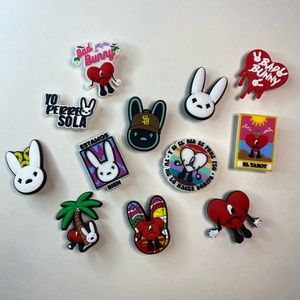 COPY - 12 Bad Bunny Shoe Charms Colorful Puerto Rico Wristband Accessories Croc…